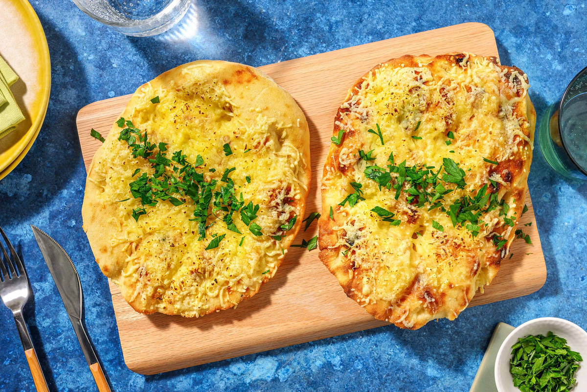 Easy Cheddar & Garlic Naan Breads Recipe HelloFresh