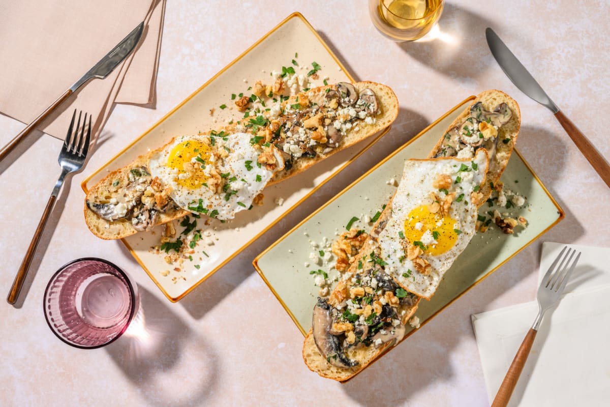 Creamy Cheesy Mushrooms on Sourdough Baguette