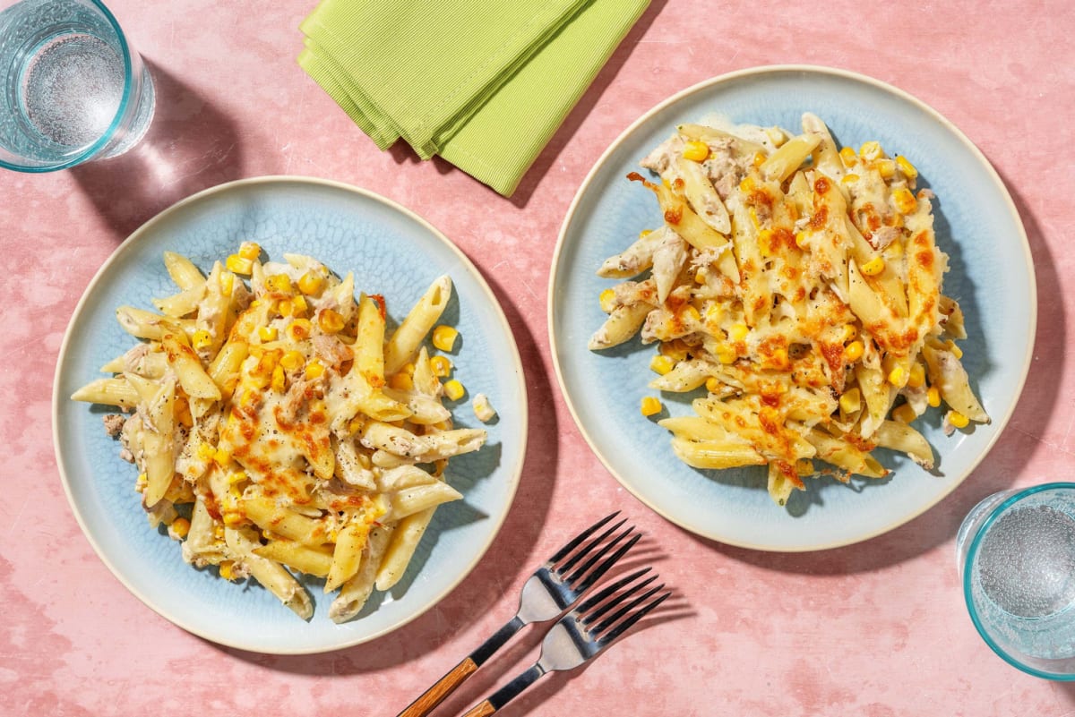 Cheesy Tuna Sweetcorn Pasta Bake