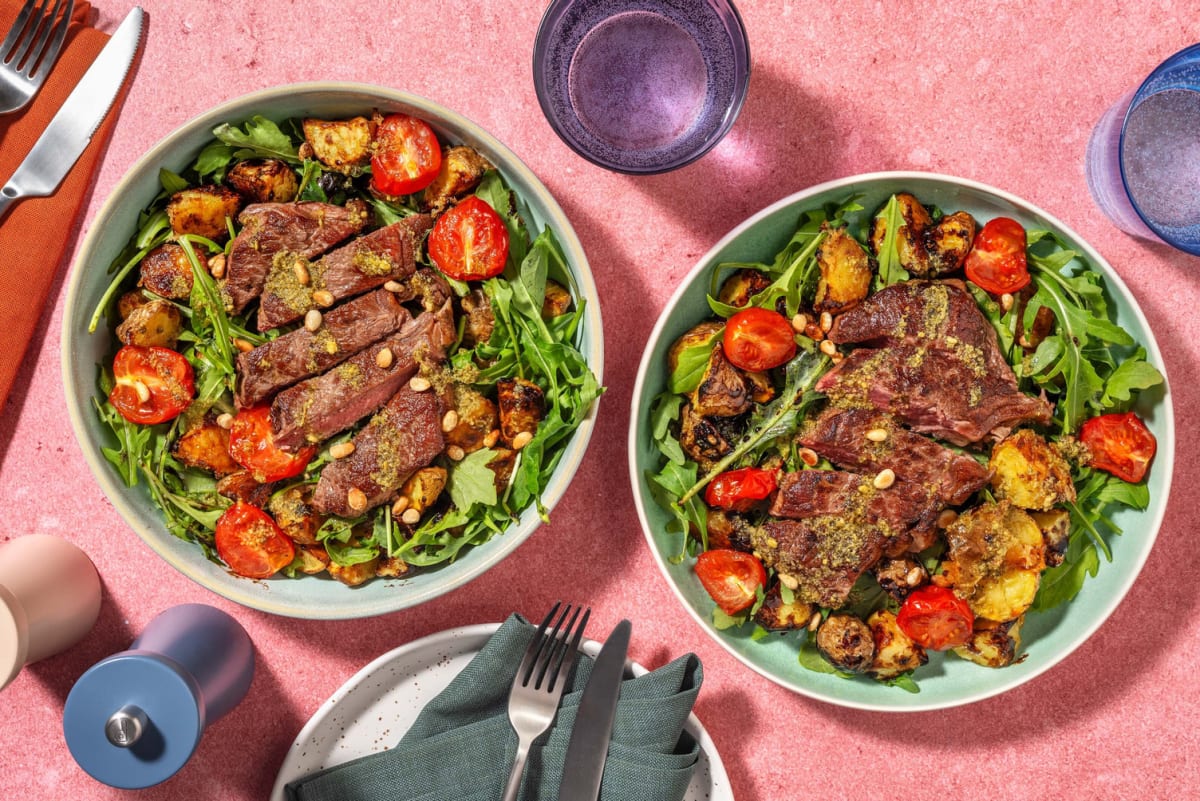 21 Day Aged Rump Steak, Pesto & Parmigiano Salad Recipe HelloFresh