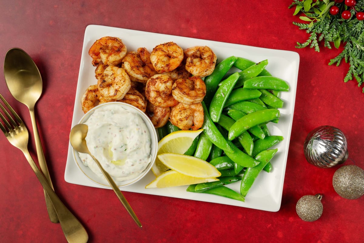 Spiced Jumbo Shrimp and Snap Pea Dippers 