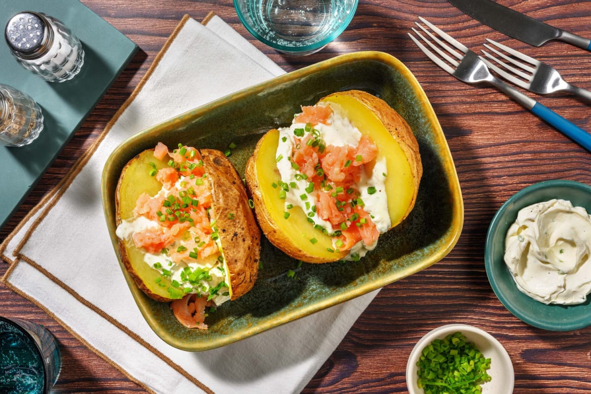 Pommes de terre en robe des champs au saumon fumé