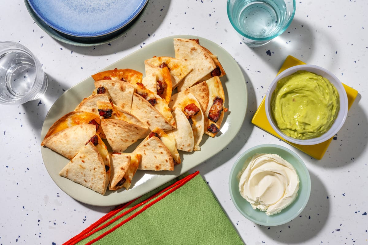 Quesadillas chorizo-fromages & avocat