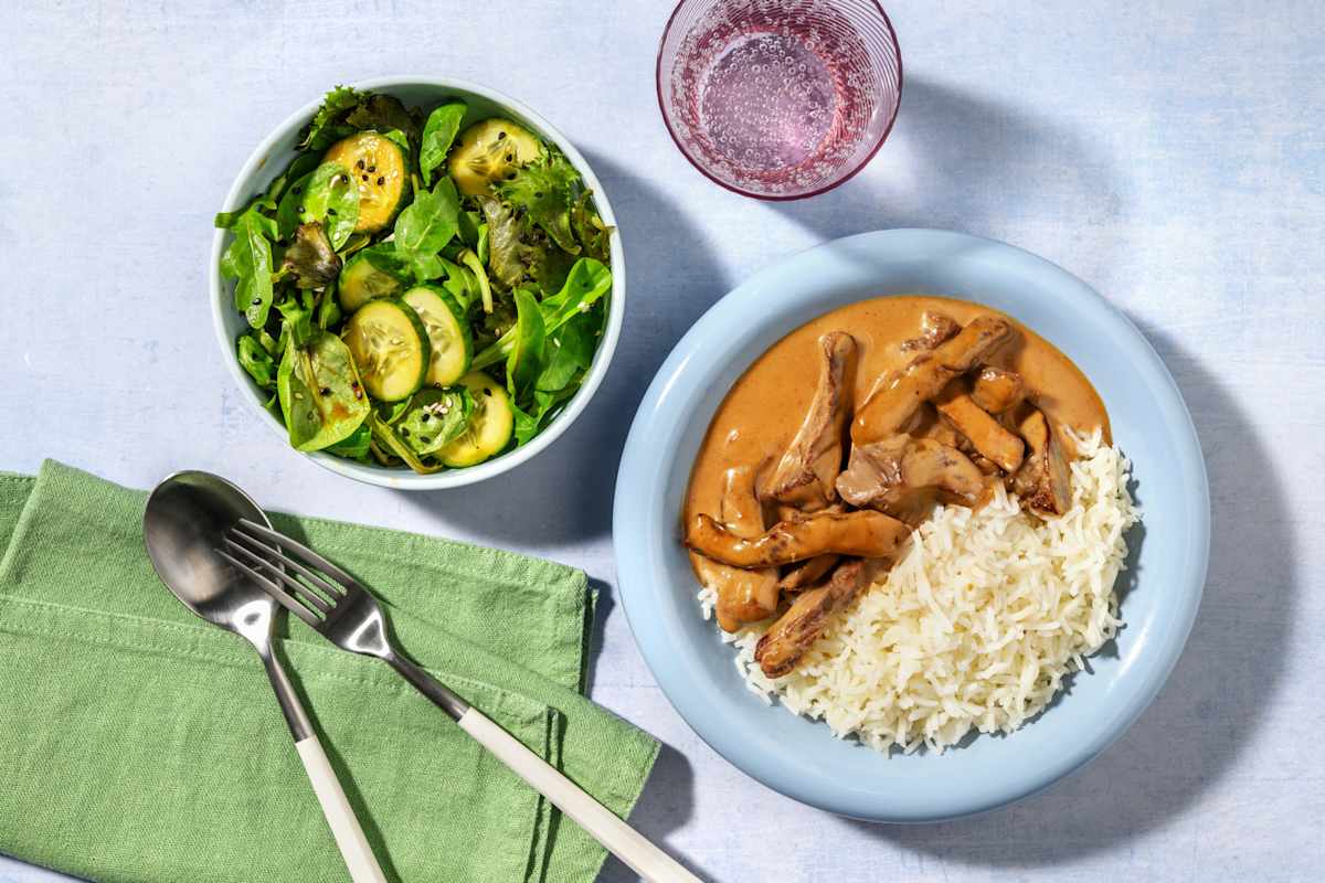 Quick Double Saucy Coconut Beef Curry & Rice