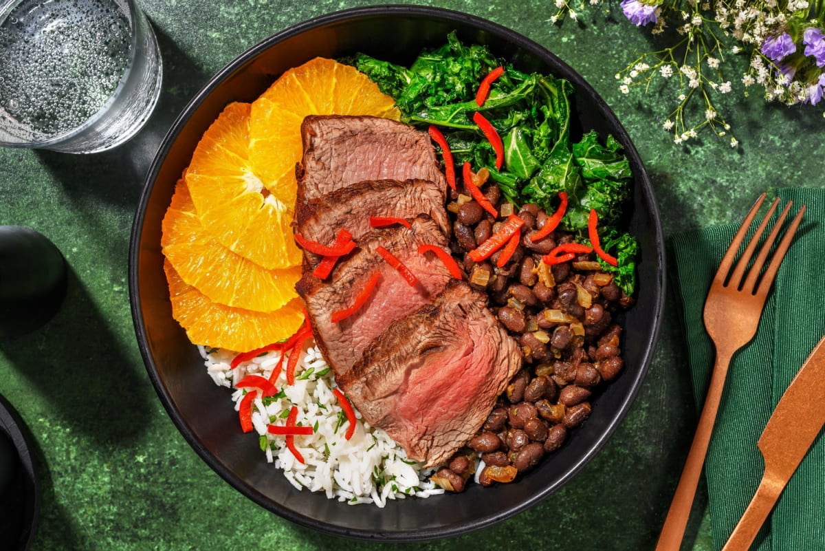 Brasiliansk steak og bønnegryde