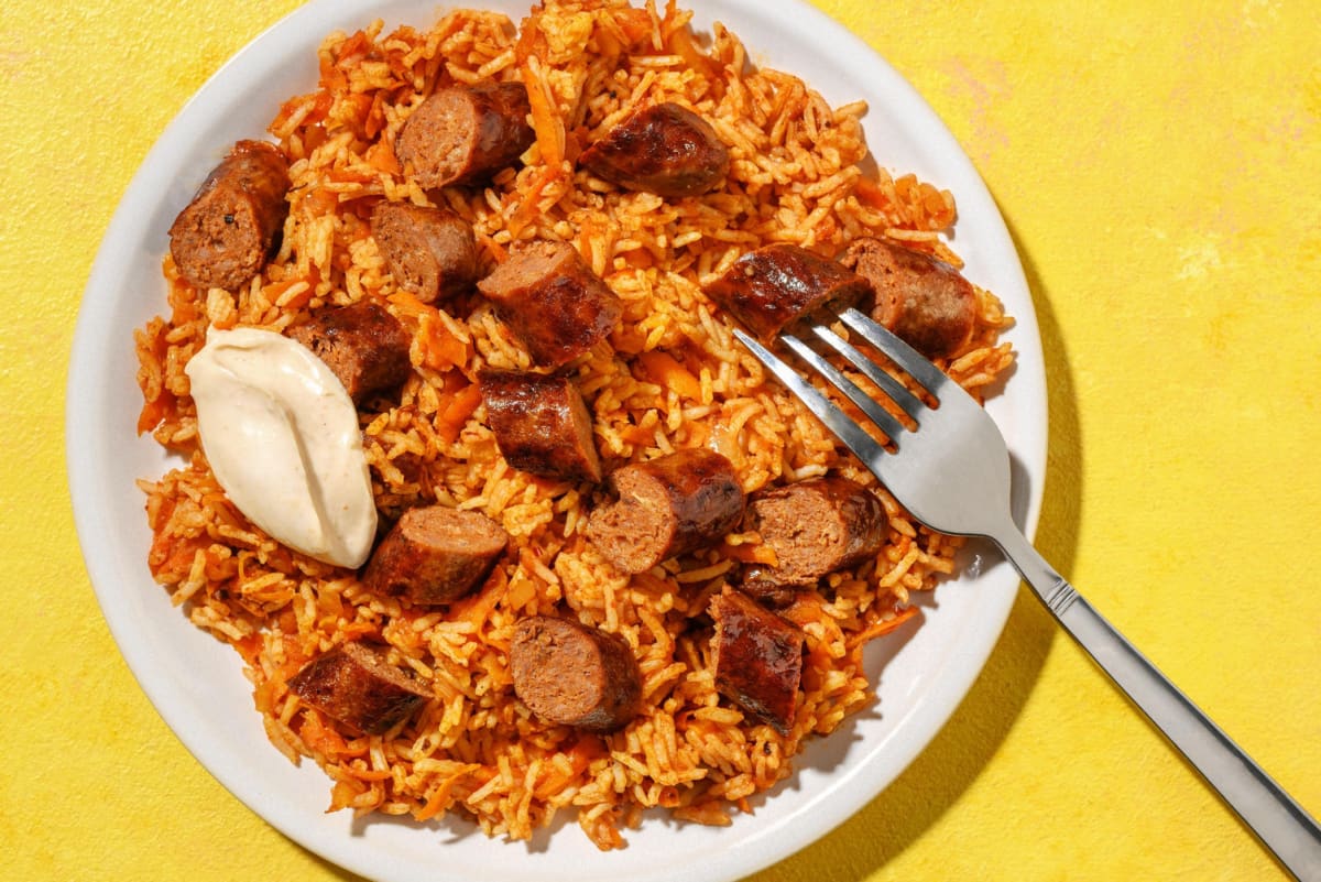 Kreolischer Cajun-Reis mit Rinderwürstchen