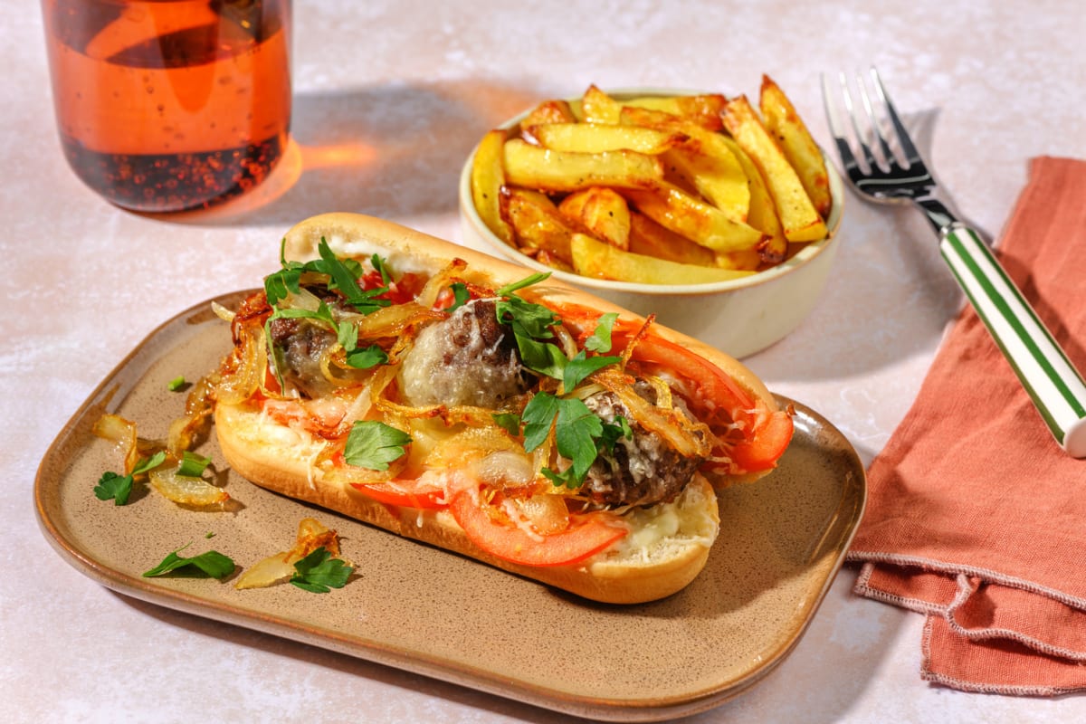 Cheeseburger Inspired Meatball Sub