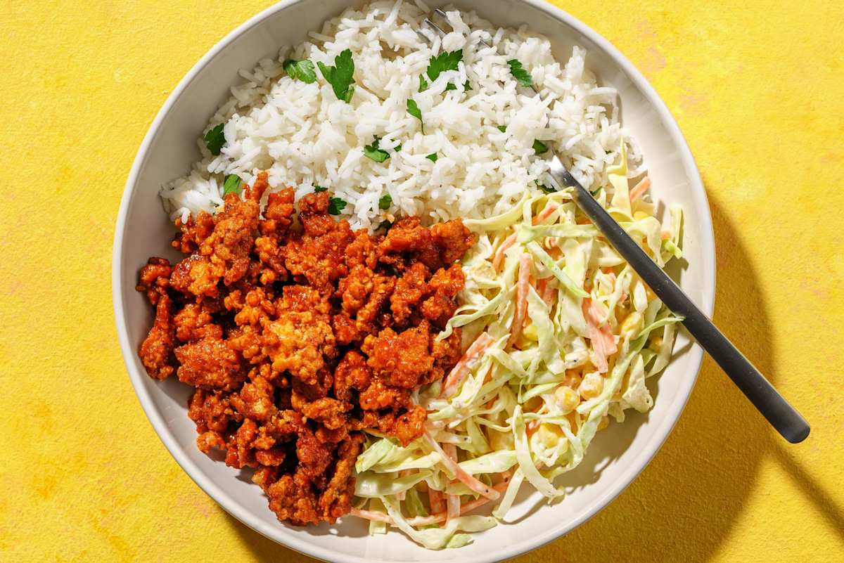 Hurtig 'buffalo'-glaseret svinekødsbowl
