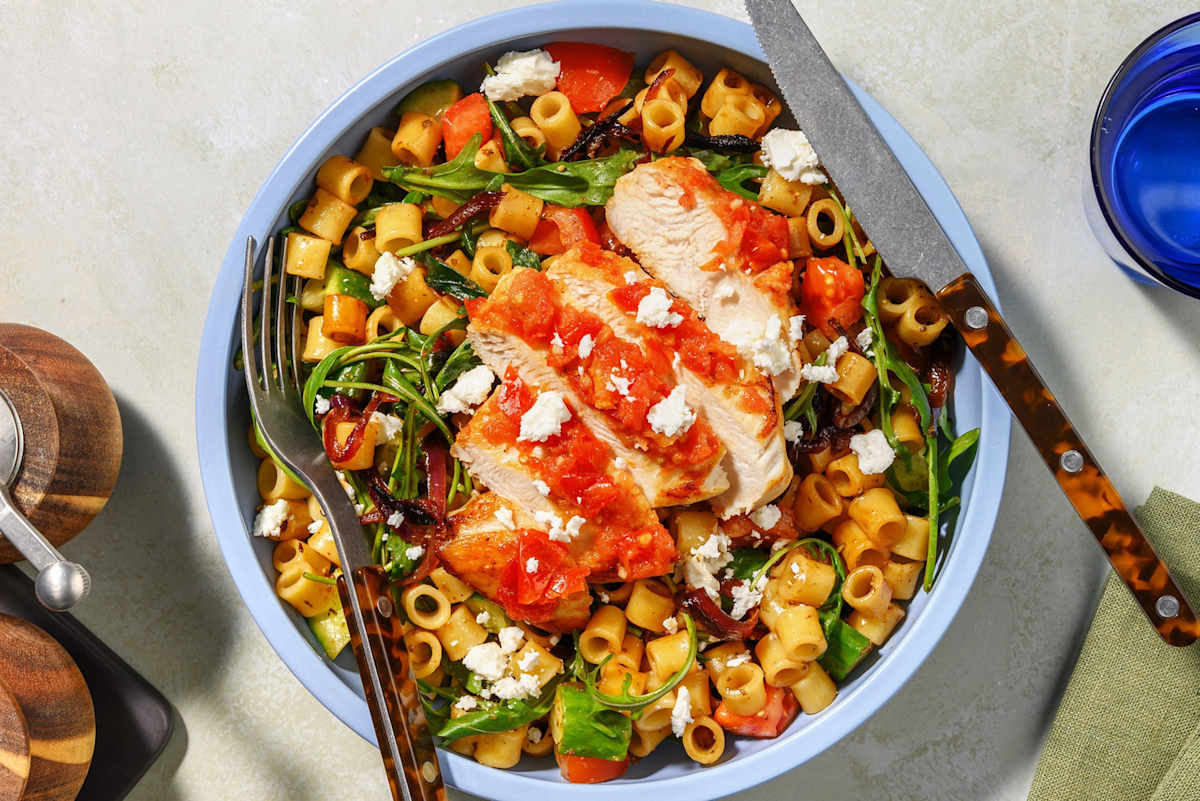 Sun-Dried Tomato Chicken and Greek Style Pasta Salad