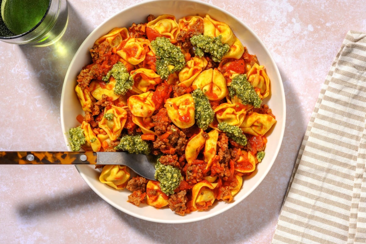 Varmende tortelloni-oksekødsgryde