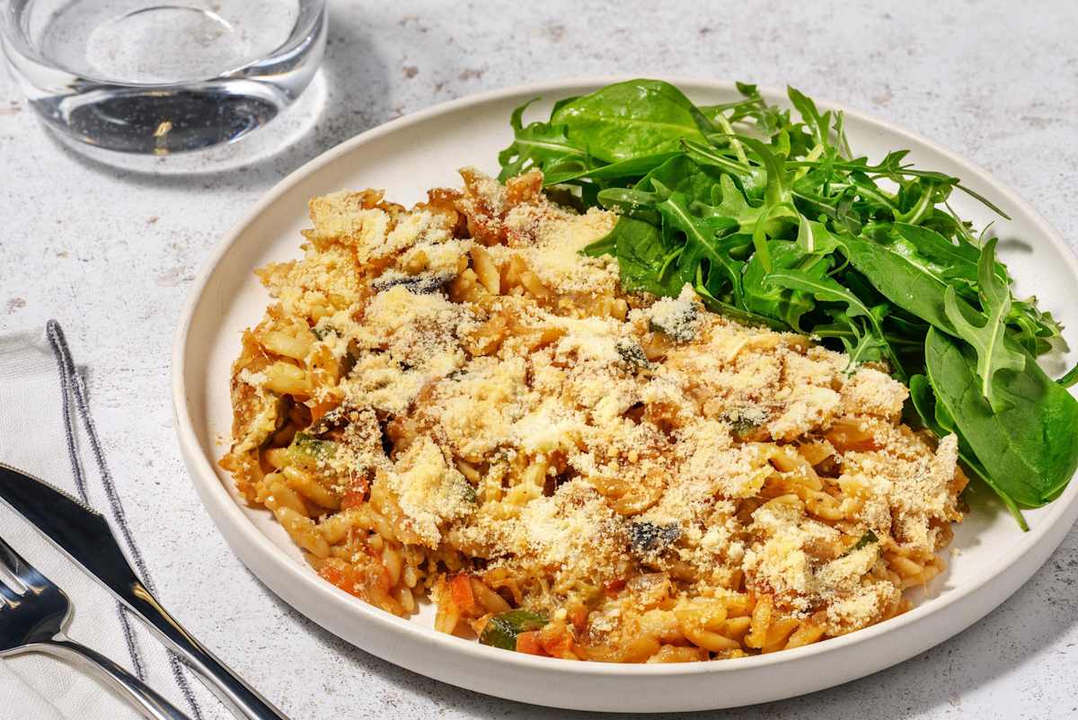 Ostetoppet ratatouillegratin