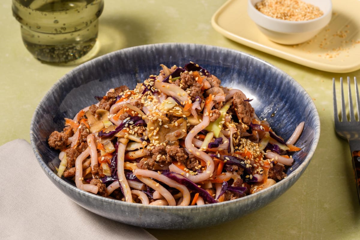 Super Quick Spicy Teriyaki Beef Udon