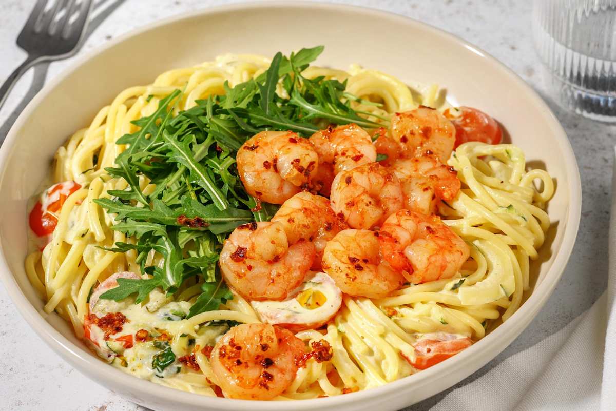 Chilli-garlic shrimp spaghetti 