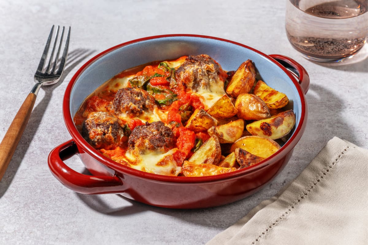 Lamb Meatballs and Roast Potatoes