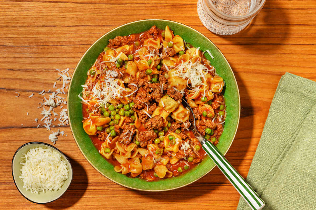 Mince and Stuffed Pasta Stew