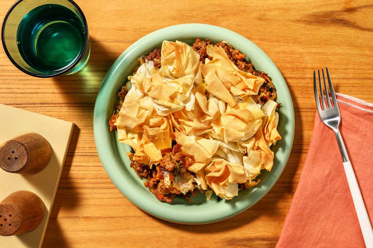 Smokey Pork & Caramelised Onion Filo Pie