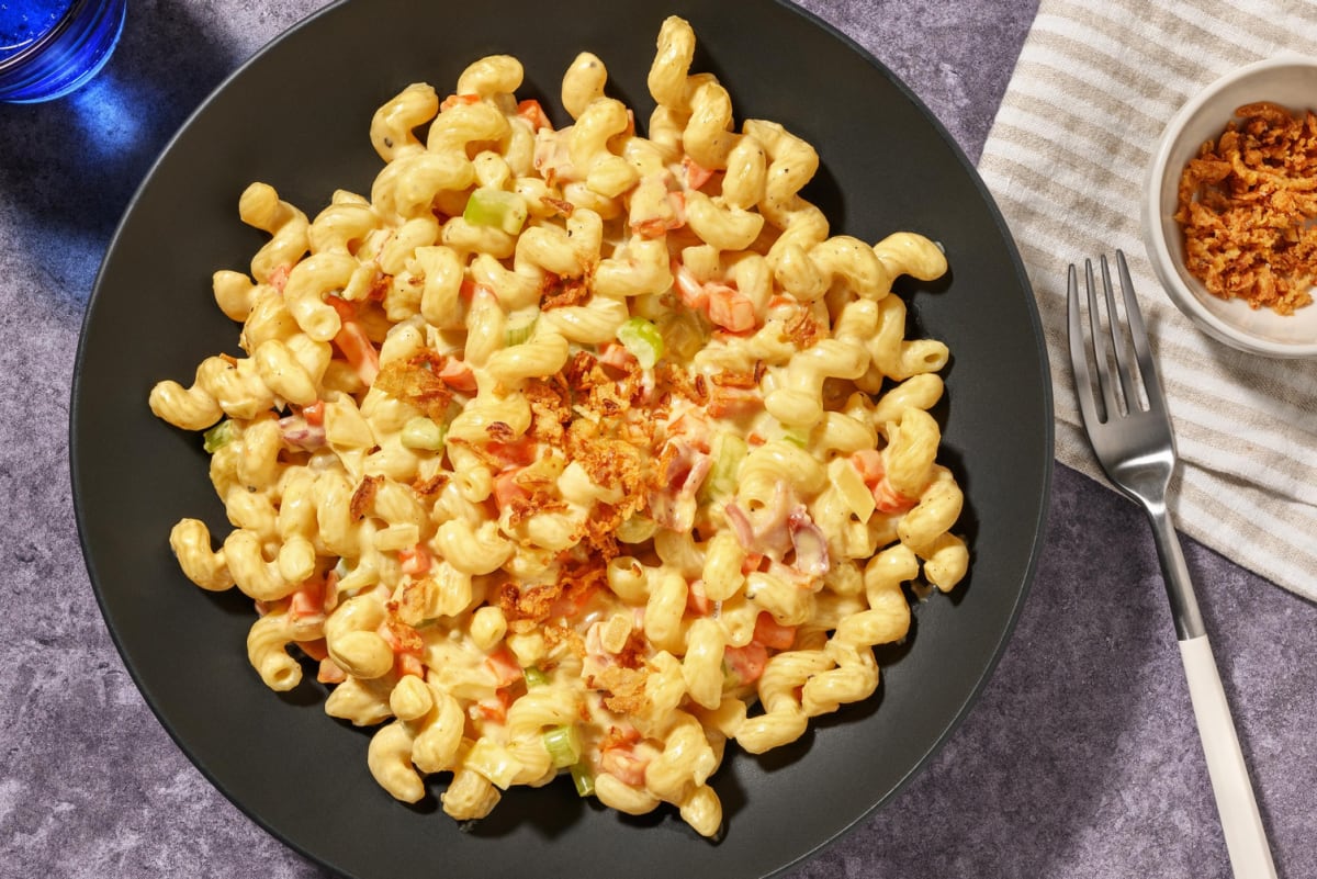 Double Bacon and Pea Mac-n-Cheese
