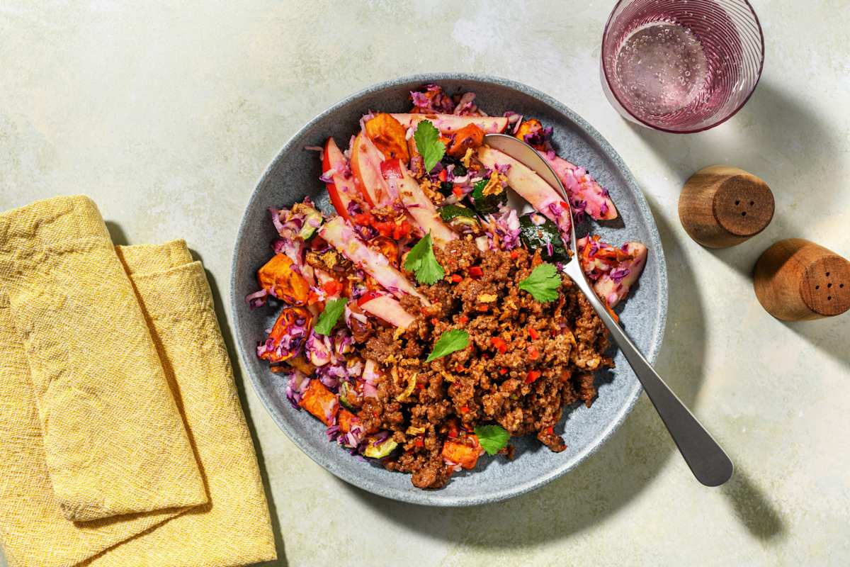 Thai-Style Beef & Loaded Cabbage Slaw