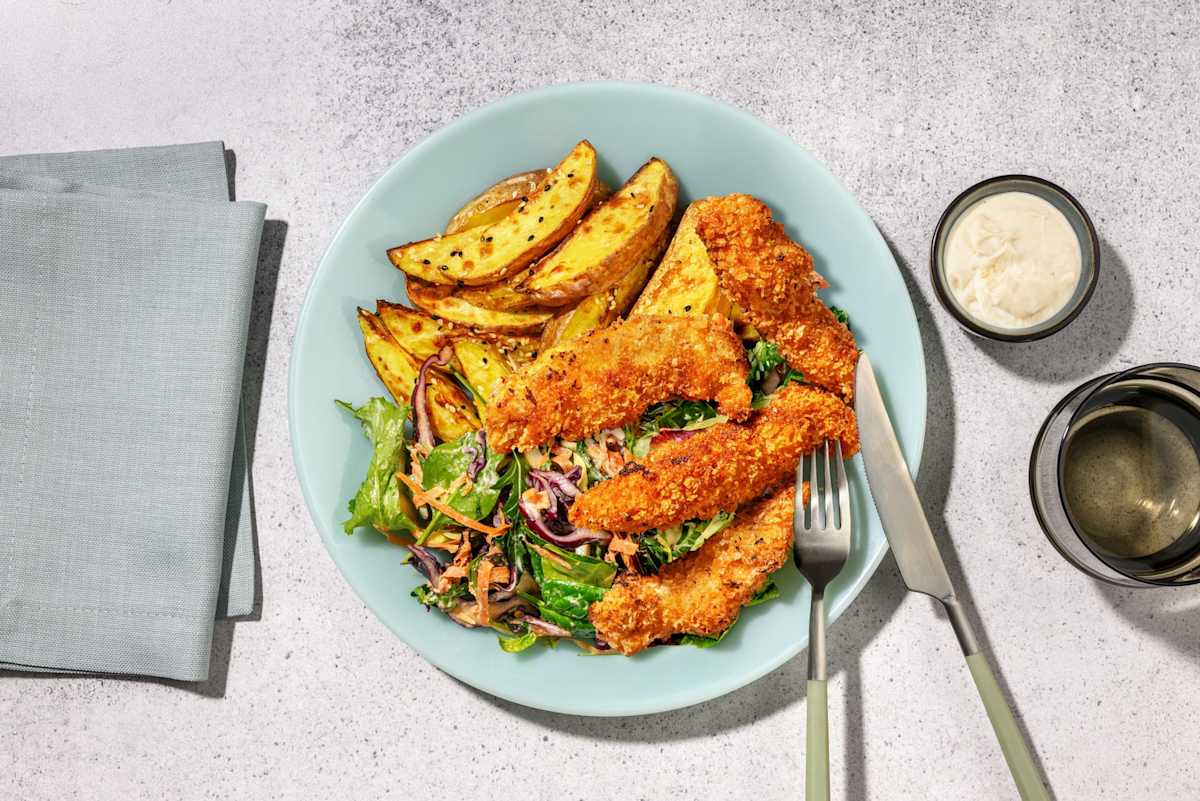 Southeast Asian Crumbed Chicken & Sesame Wedges