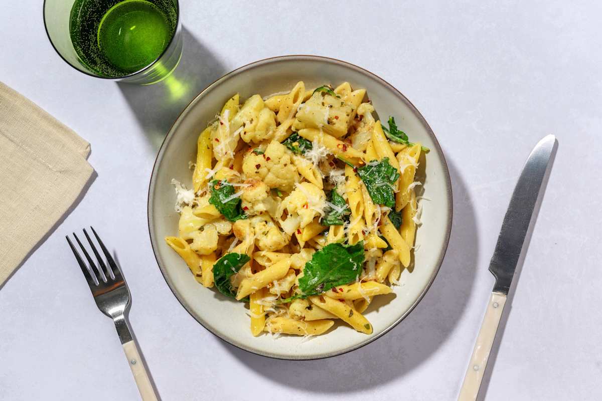 Creamy Bacon, Cauliflower & Parmesan Penne