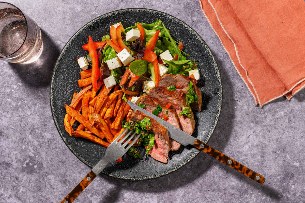 Plant-Based Crumbed Chick'n & Fetta-Capsicum Salad