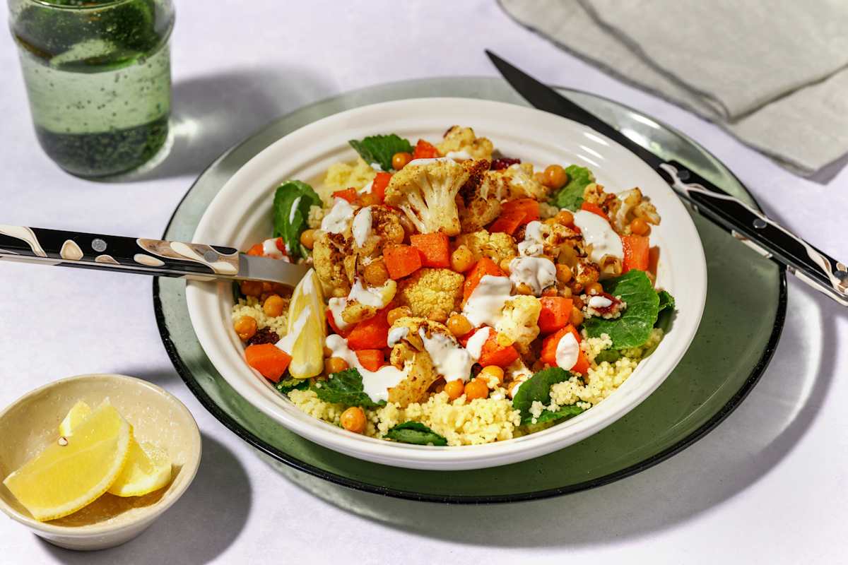[Veg/Cal Smart] Chermoula Roast Chickpea & Cauliflower Bowl