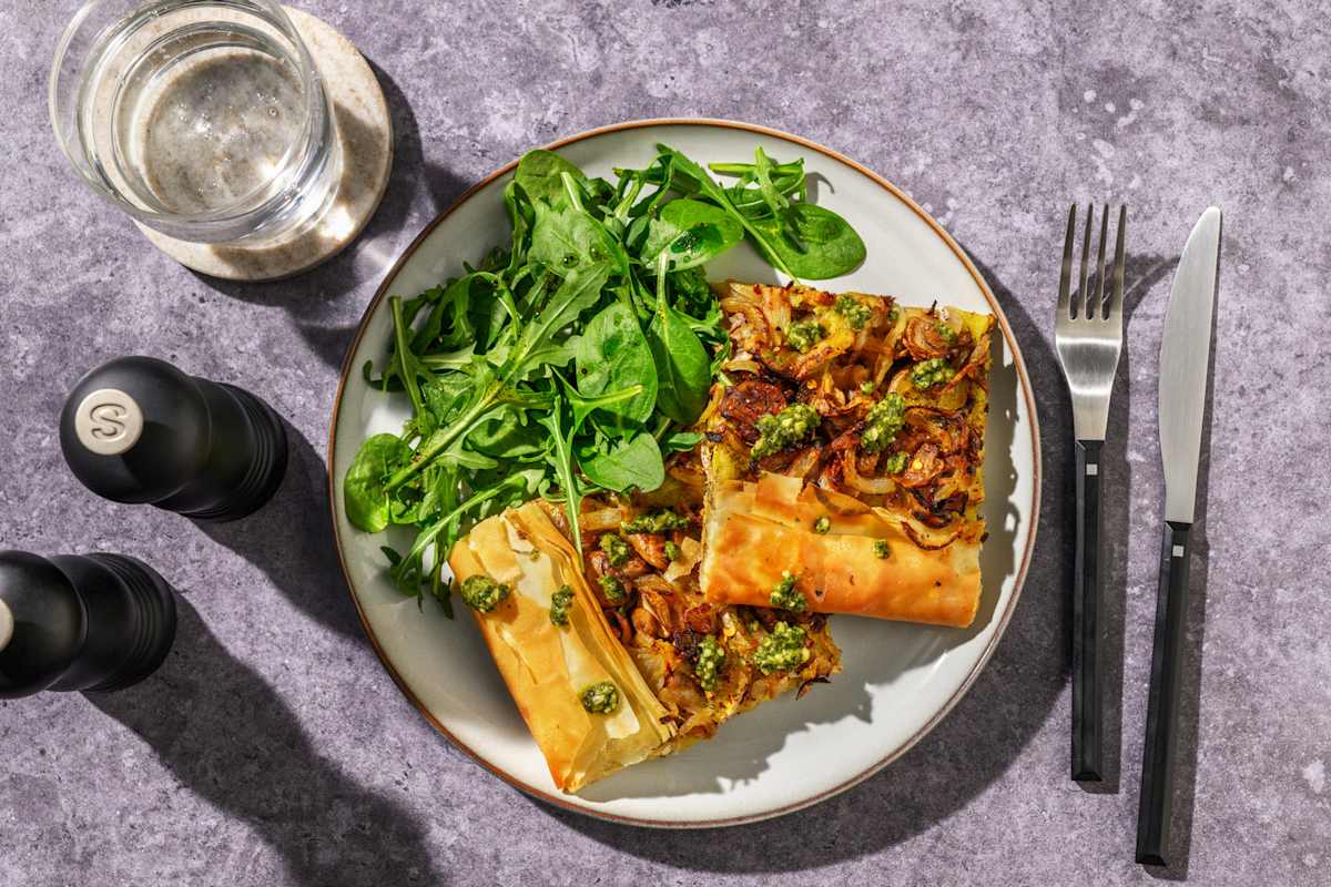 Beef, Mushroom, Onion & Potato Filo Galette