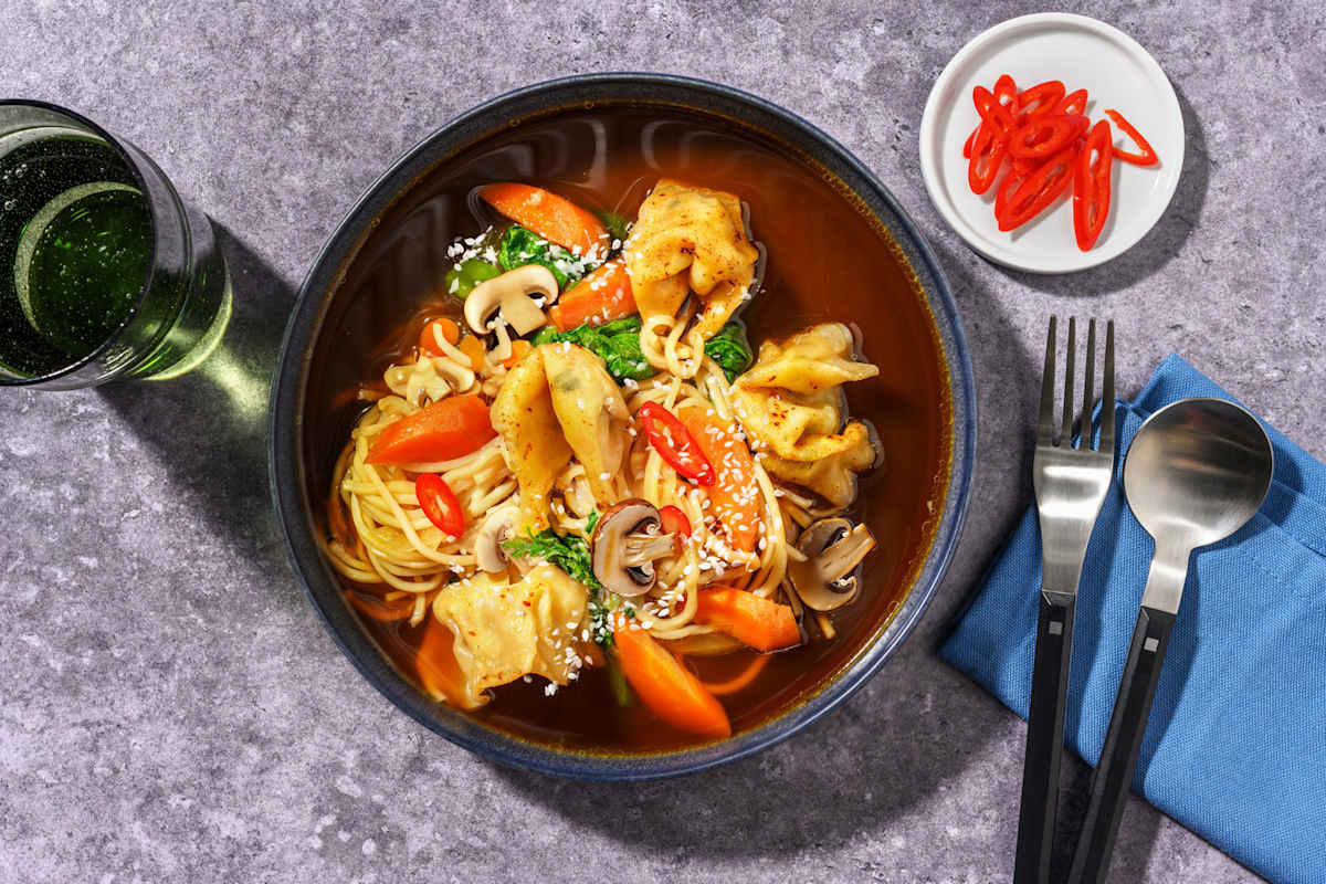 Prawn Wontons & Umami Veggie Soup
