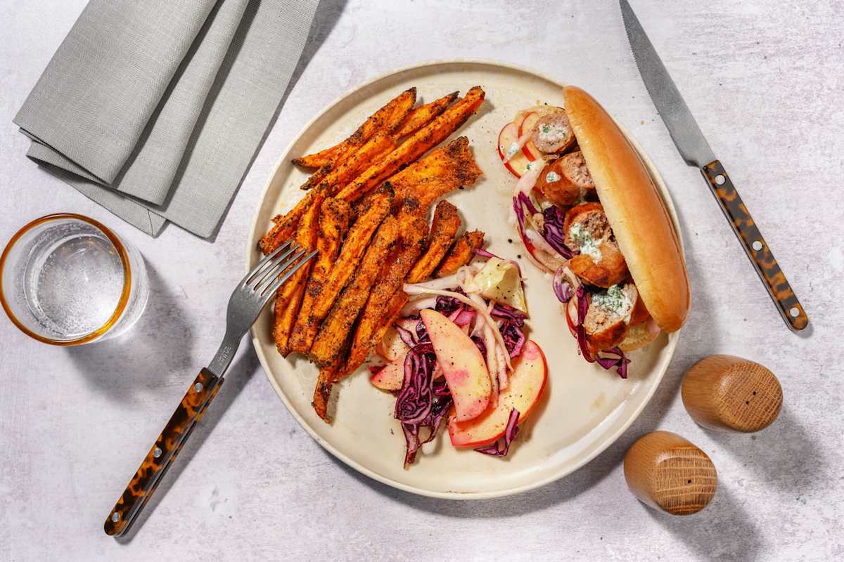 Beef Sausage & Slaw Hot Dogs