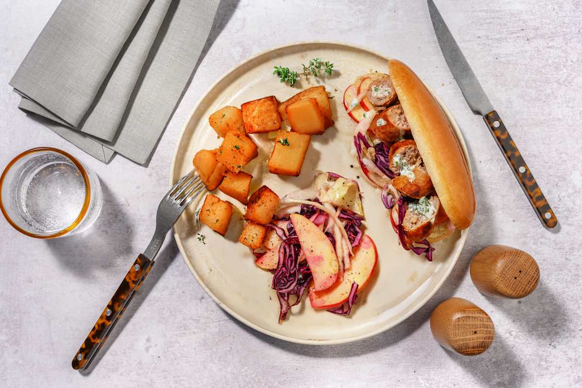 Double Beef Sausage & Slaw Hot Dogs