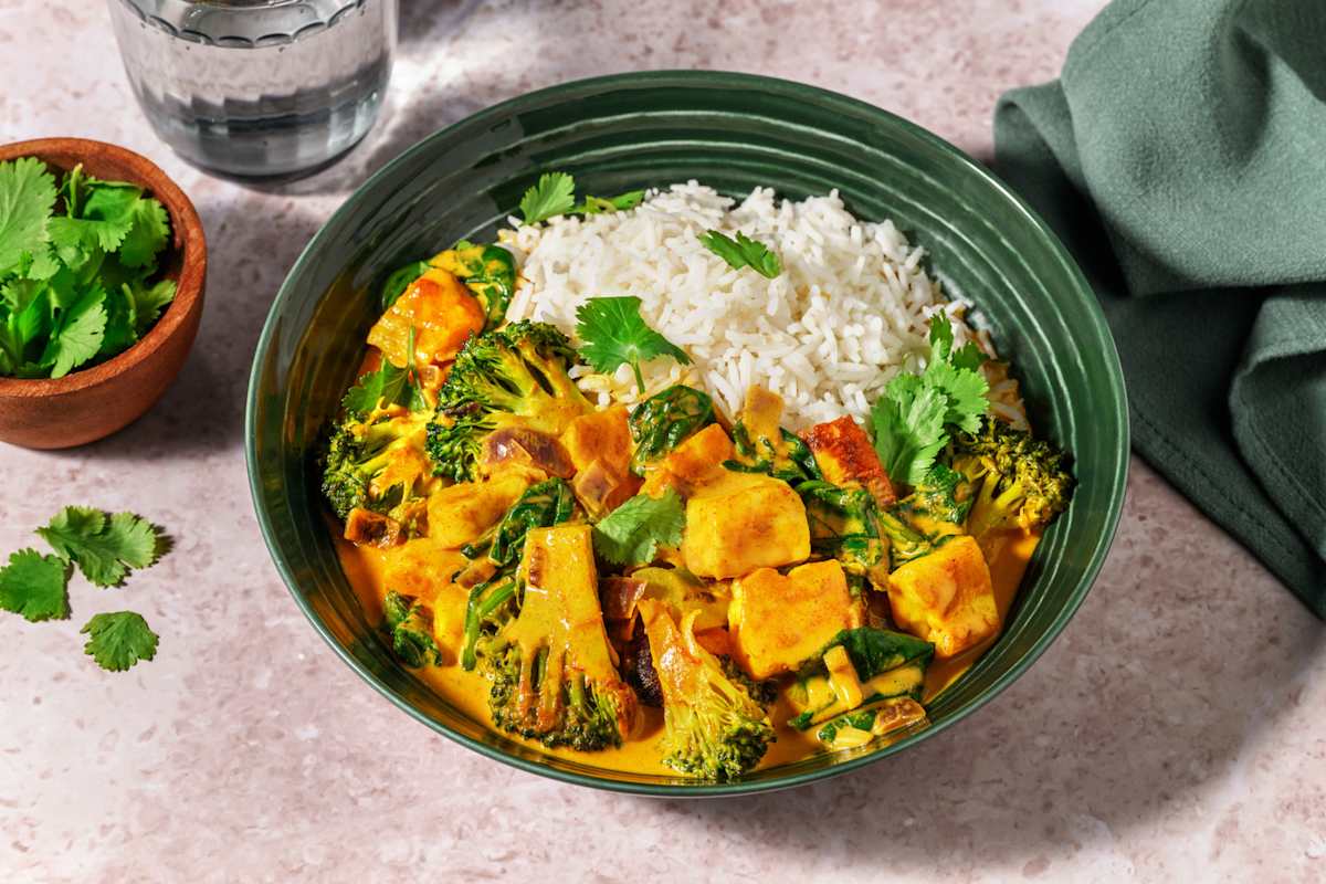 Super Speedy Indian Halloumi, Prawn Curry & Rice
