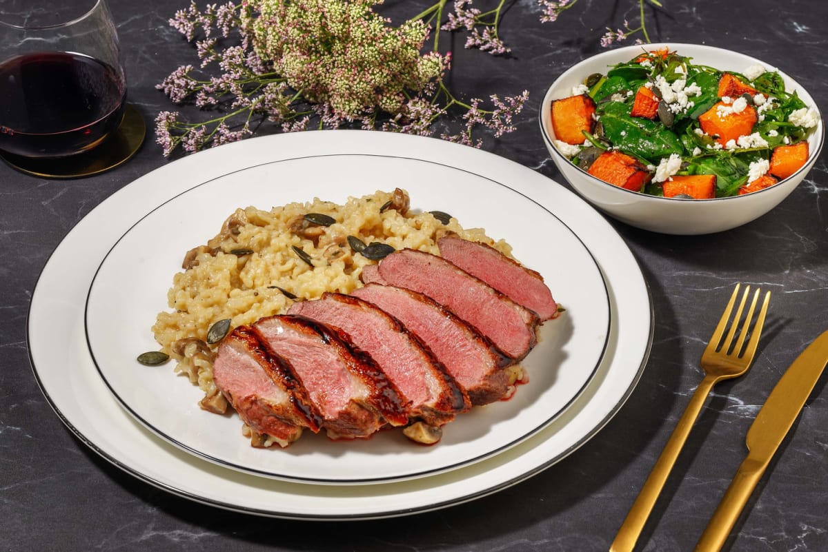 Balsamic-Glazed Duck with Mushroom Risotto