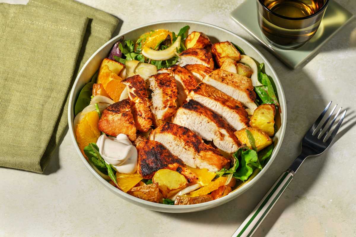 Paprika Plant-Based Chick'n & Fennel-Orange Salad