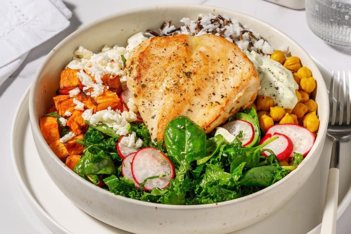 High-Protein Chicken and Chickpea Bowls