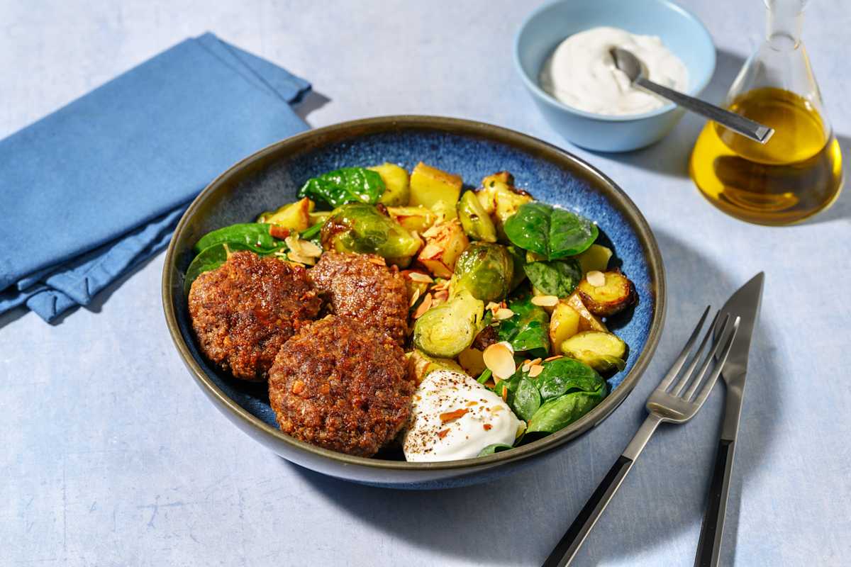 Classic Beef Rissoles & Roast Veggie Toss