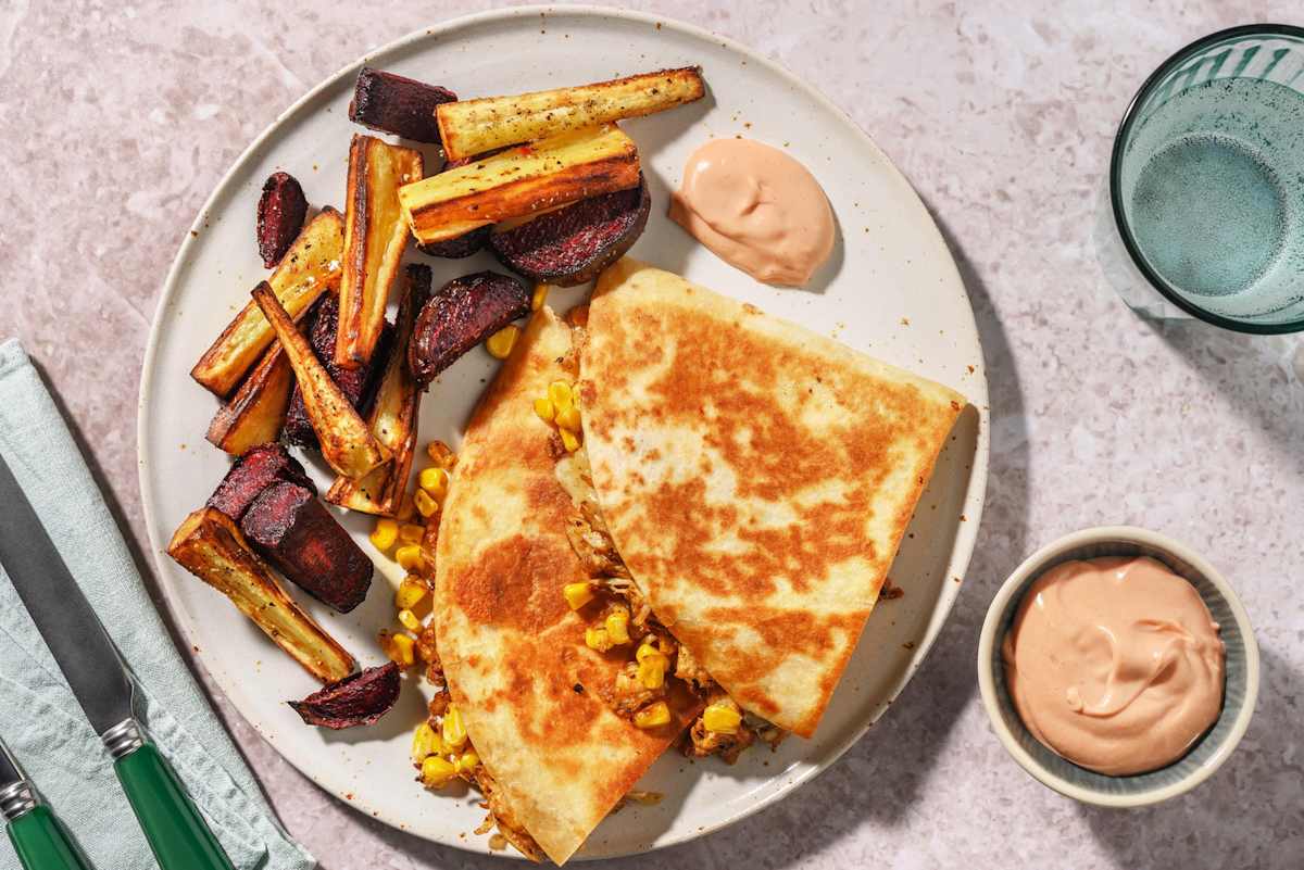 Tortillatoast med kylling og cheddar