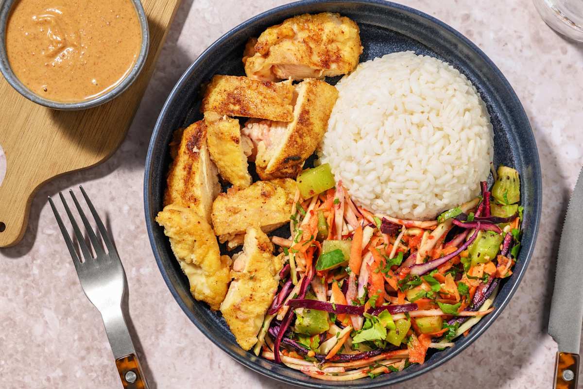 Indonesian Style Fried Chicken Breast and Peanut Sauce