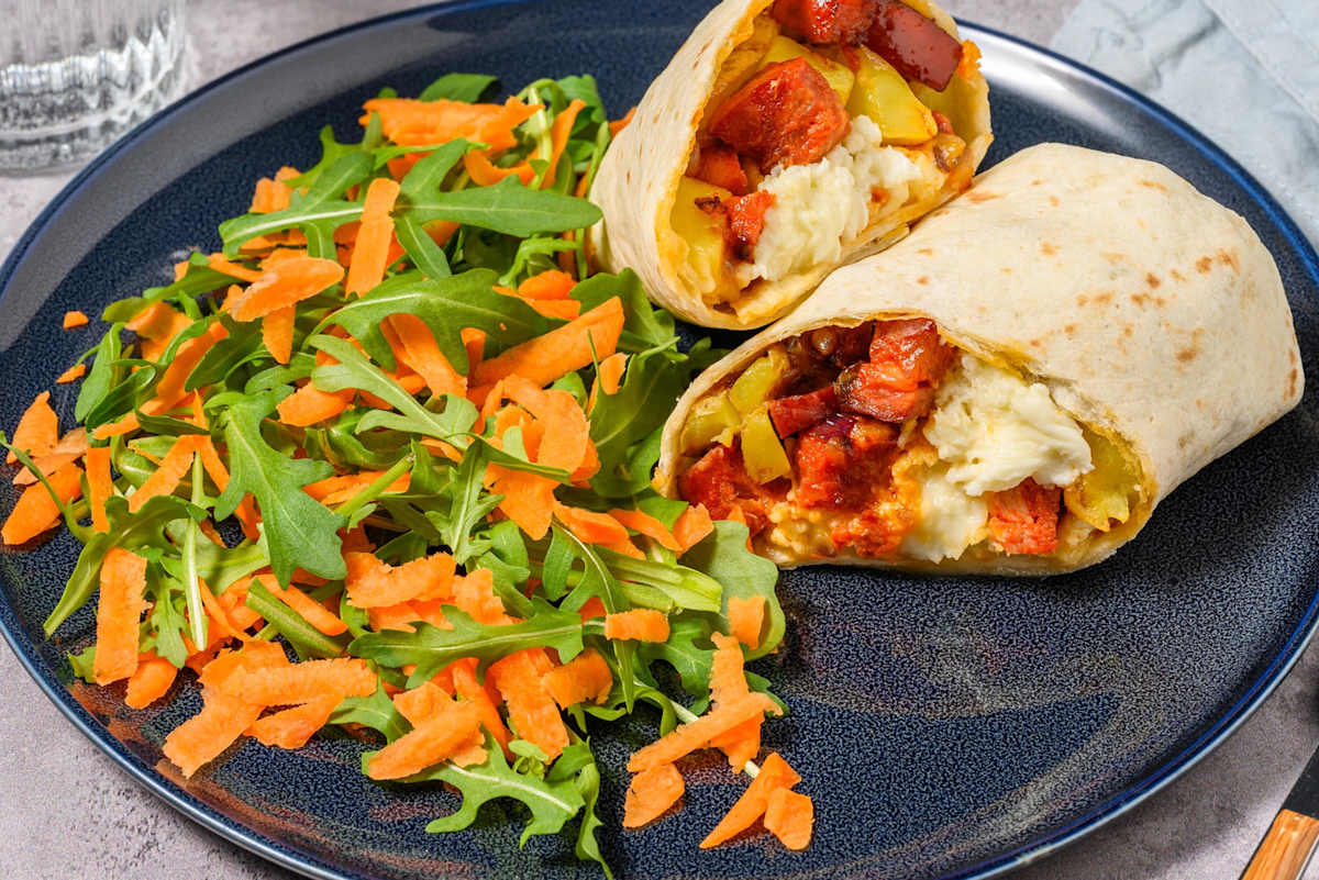 Hurtig mozzarella- og chorizowrap