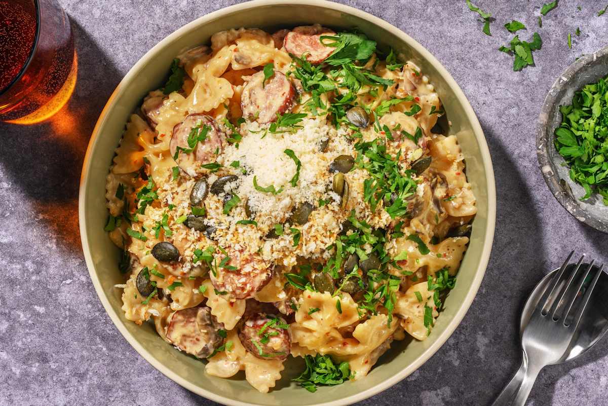 Korv- och champinjonpasta