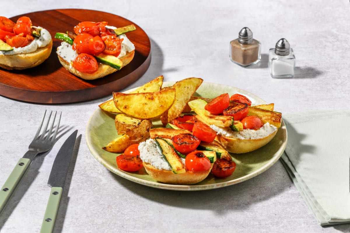 Tosta vegetariana con calabacín y ricotta