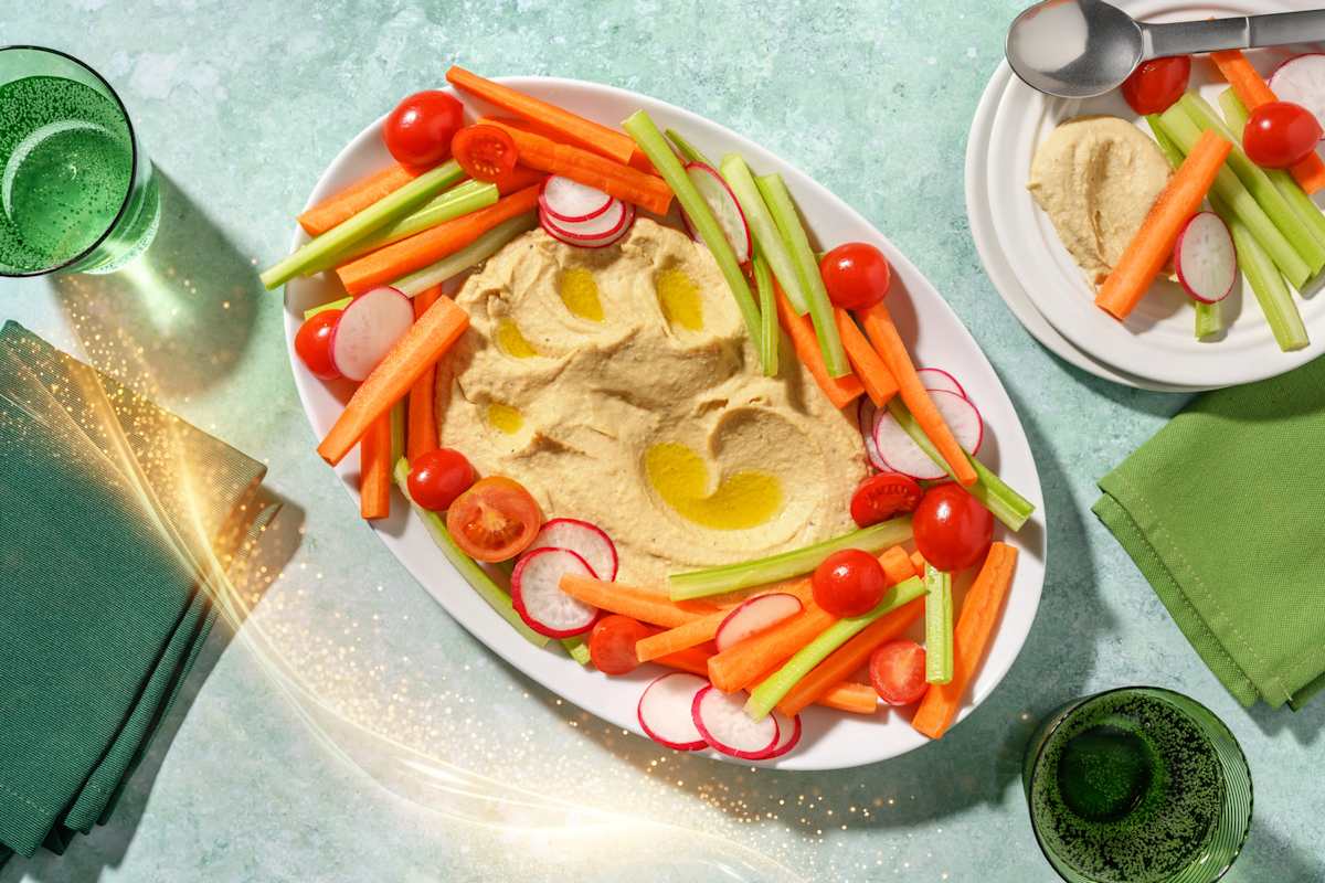 Timon and Pumba's hummus bowl with fresh vegetables
