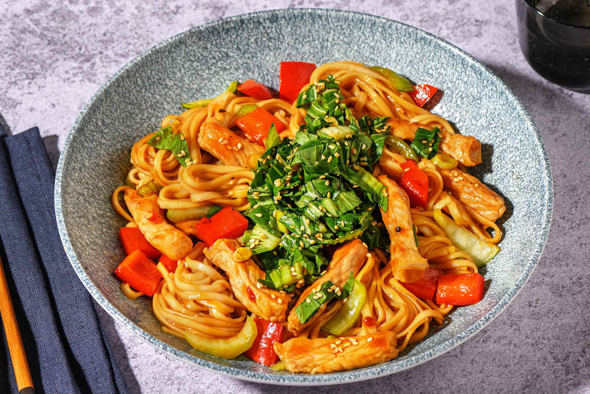 Kung fu-stekta nudlar och fläskkött
