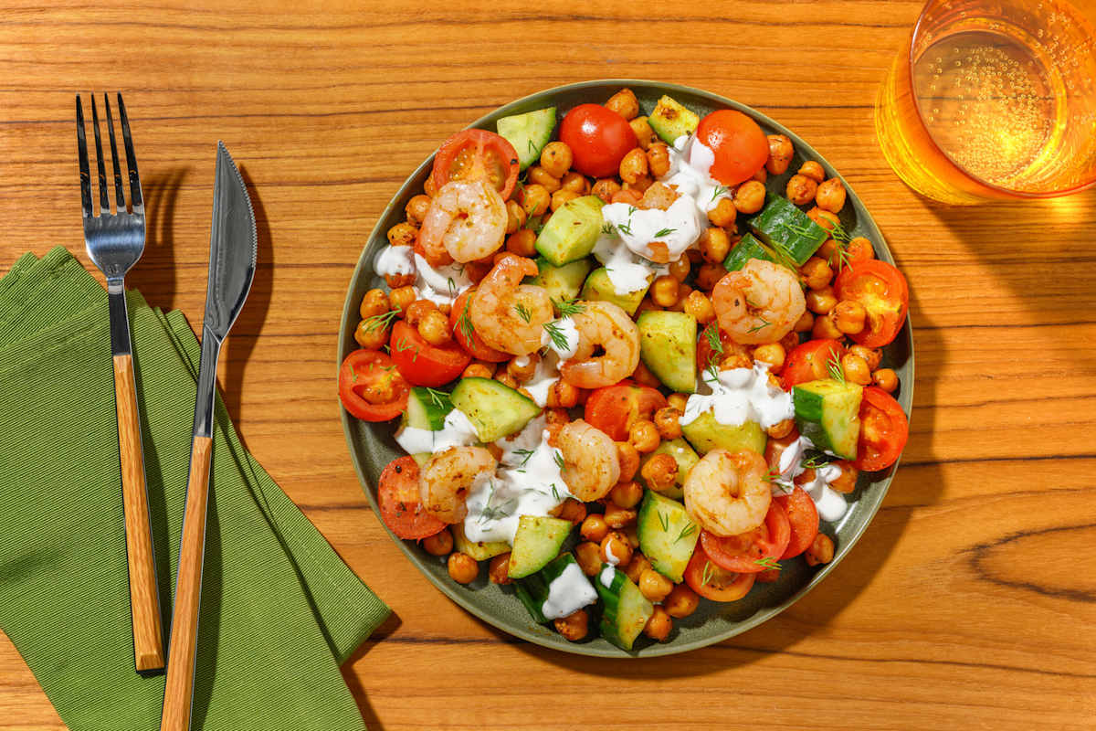 Insalata 5 colori alle mazzancolle e ceci