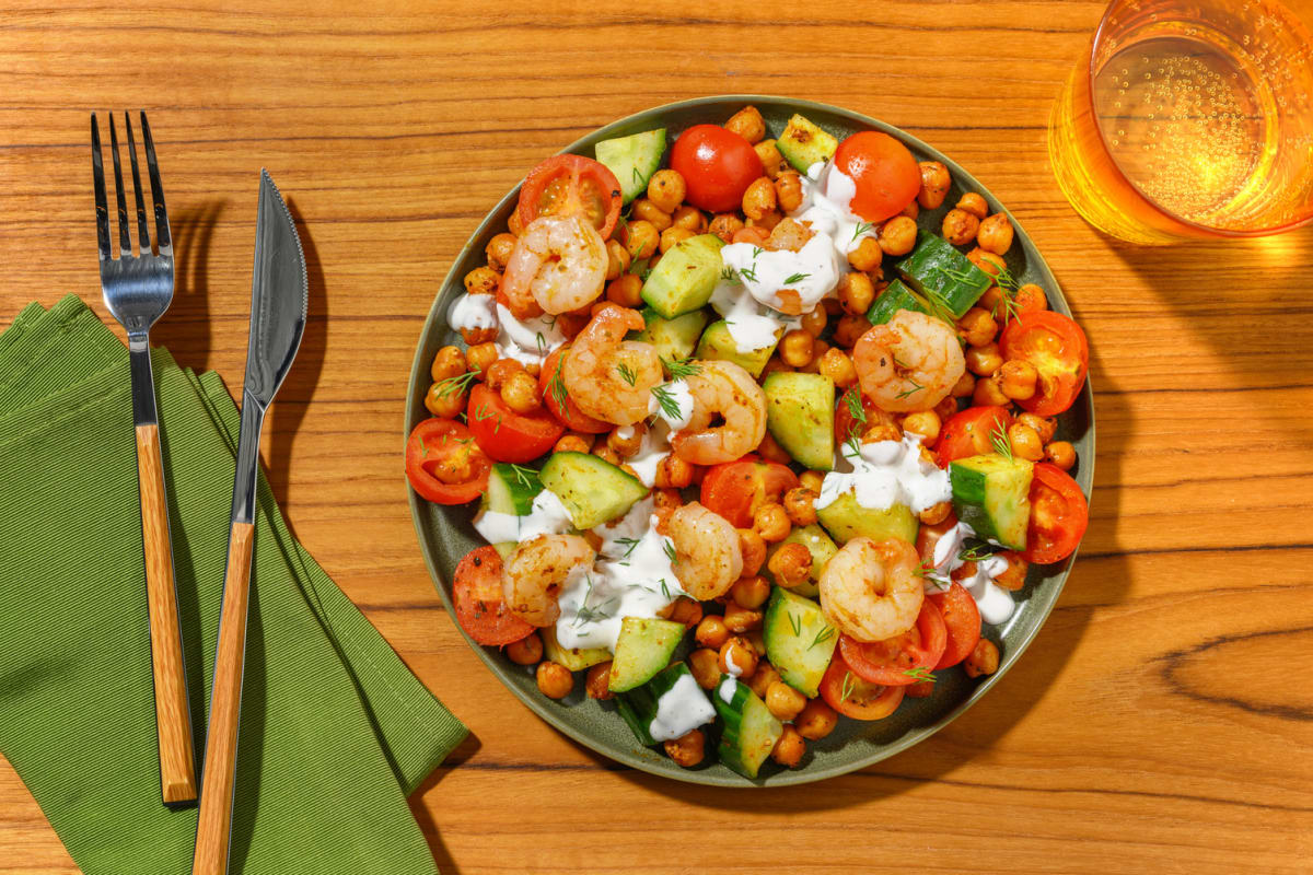 Insalata tiepida di mazzancolle e ceci