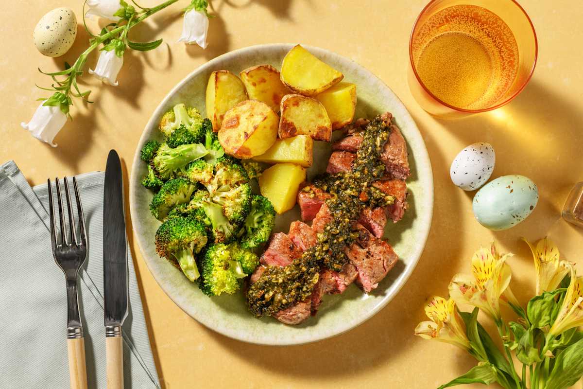 Irish Sirloin Steak and Twice-cooked Potatoes