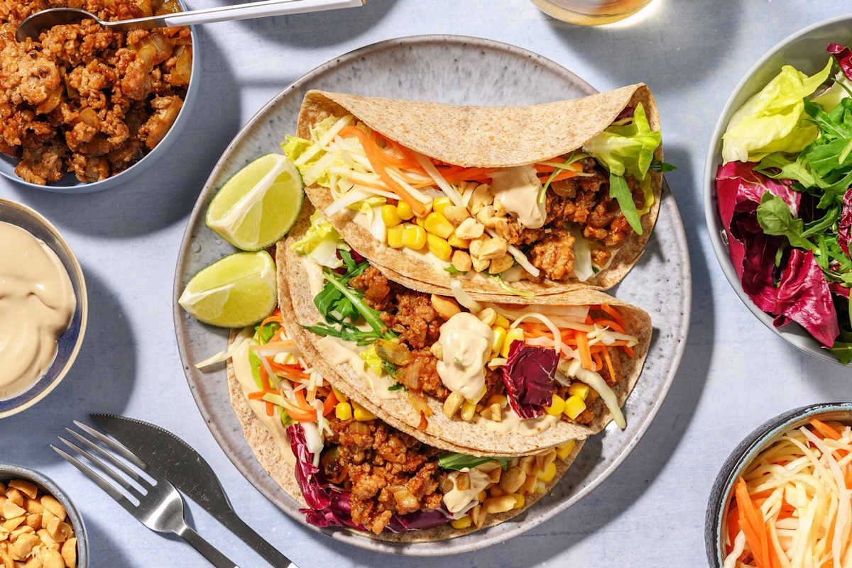 Fusion taco's met gehakt, limoen en gember