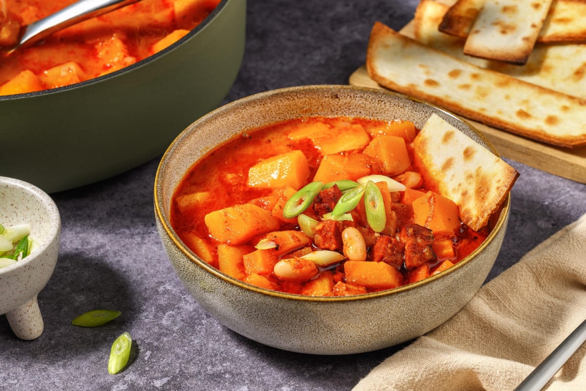 Argentinsk 'locro'-suppe med chorizo ​