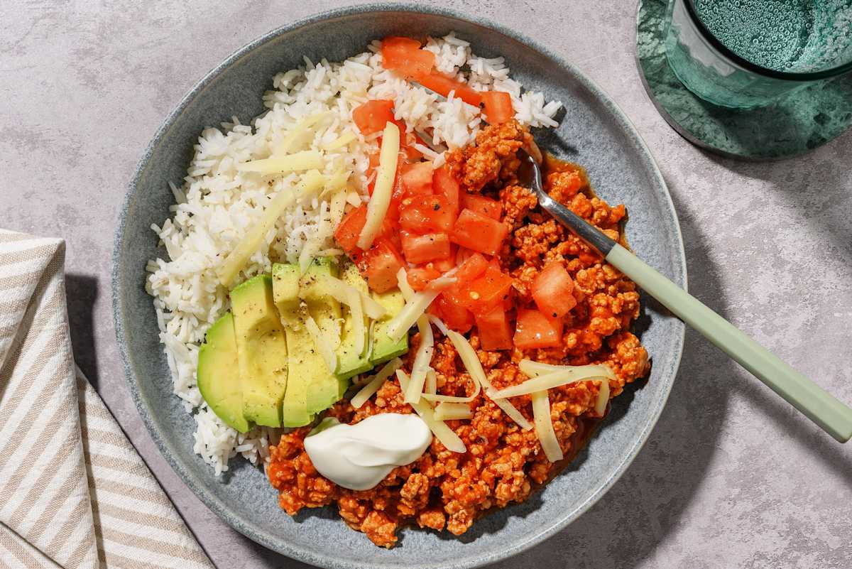 Easy Pork Chilli Burrito Bowl
