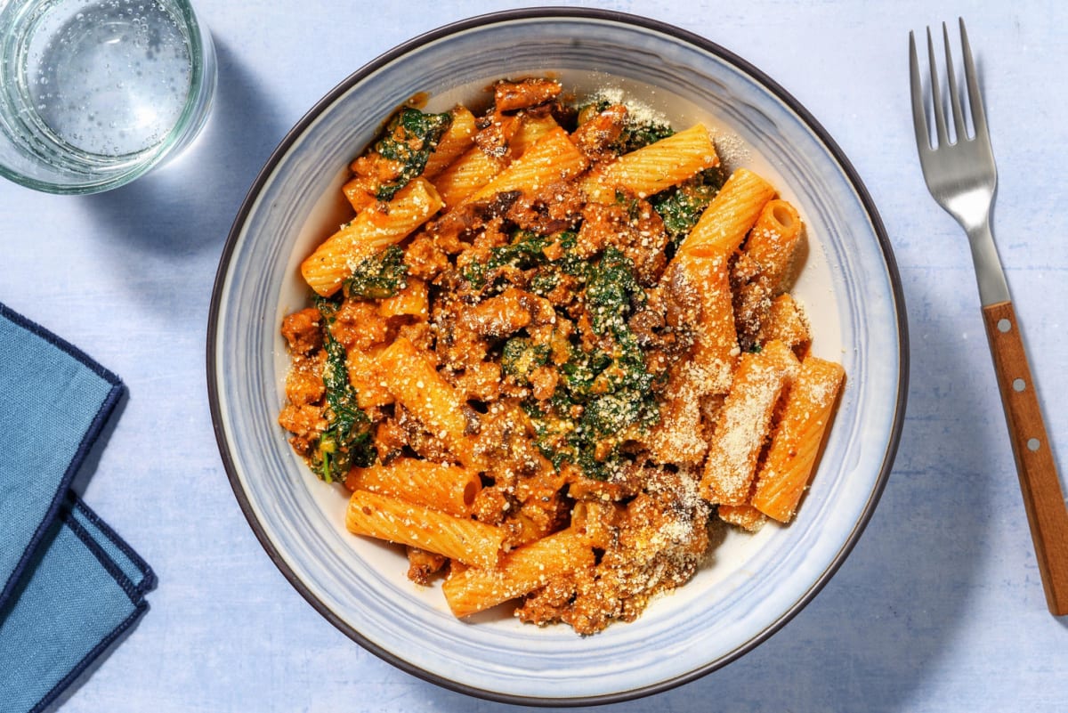 Quick Korean Inspired Lamb Rigatoni
