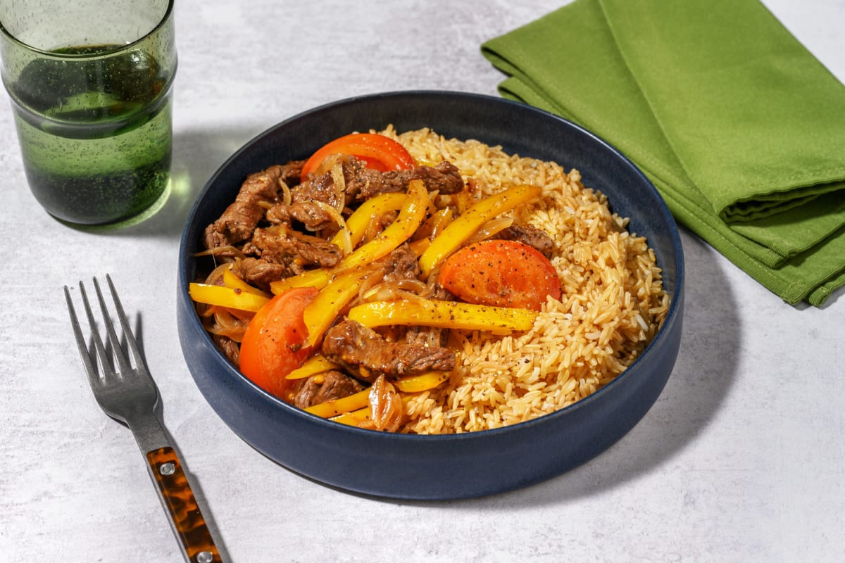 Ternera con verduras en salsa dulce